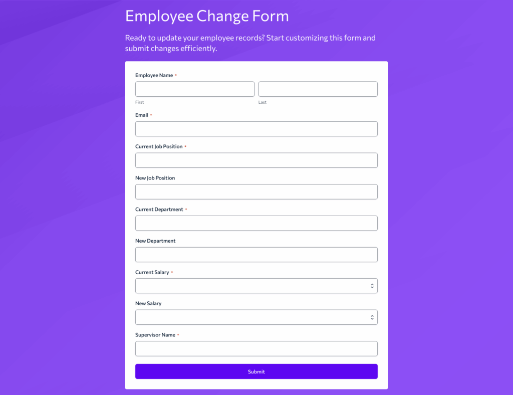 Employee Change Form Template – Woorise