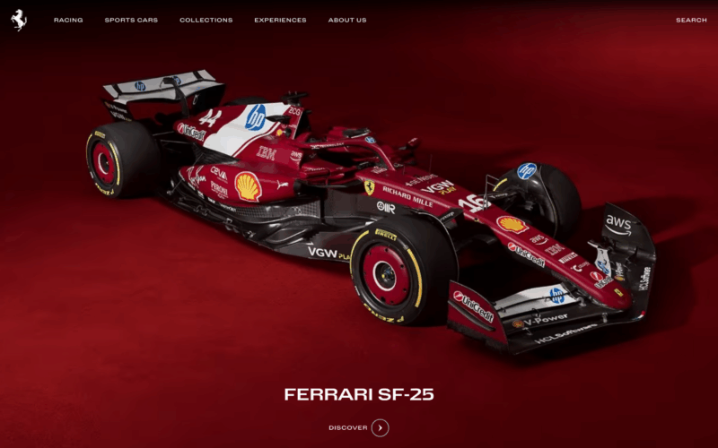 Ferrari Landing Page Example