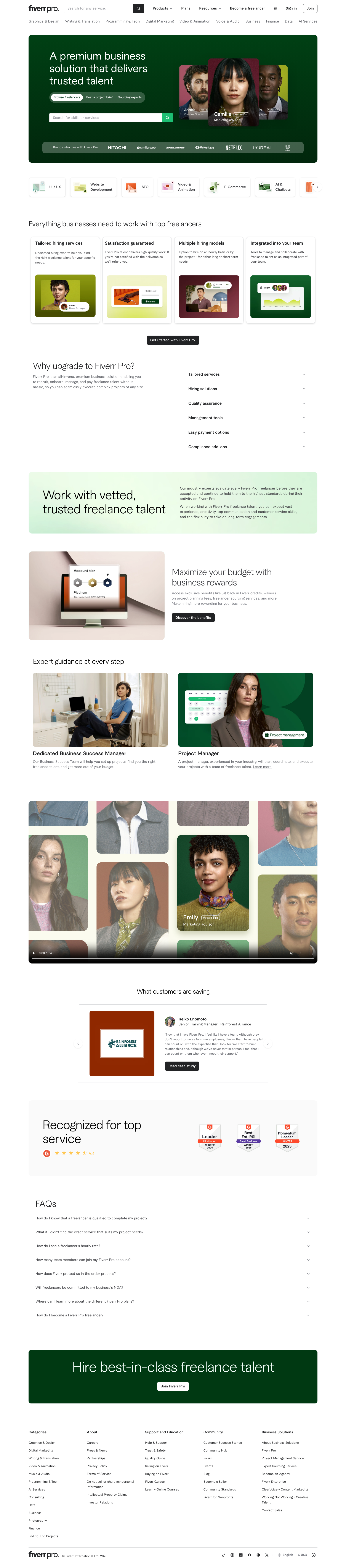 Fiverr Business Landing Page Example