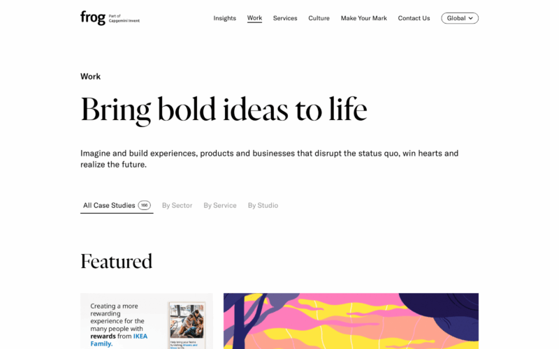 Frog Design Landing Page Example