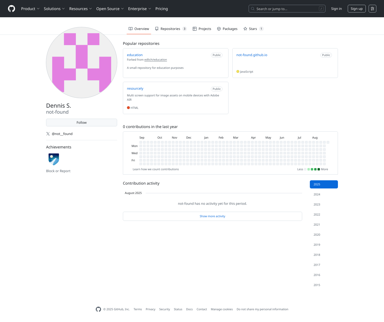 GitHub 404 Not Found Landing Page Example