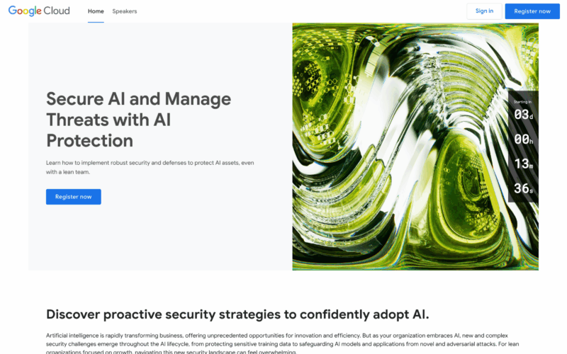 Google Cloud OnAir Webinar Landing Page Example