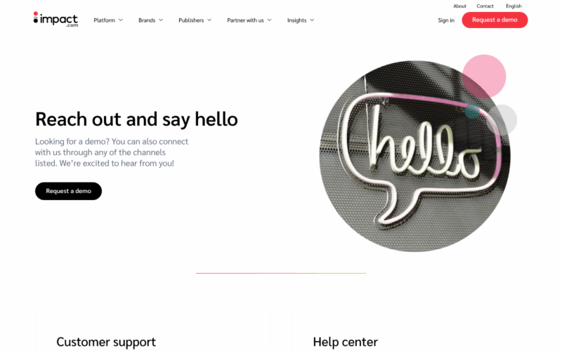 Impact contact Landing Page Example