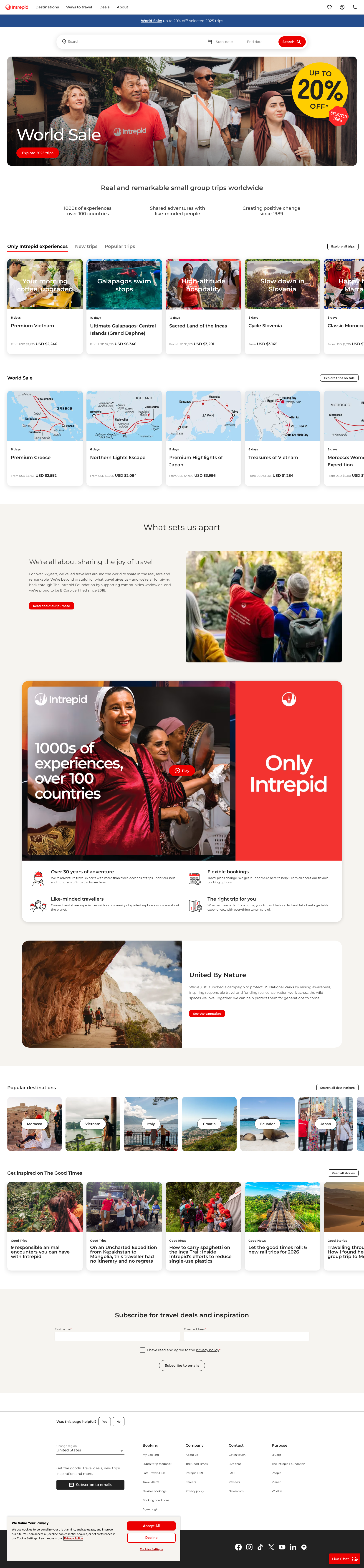 Intrepid Travel Landing Page Example