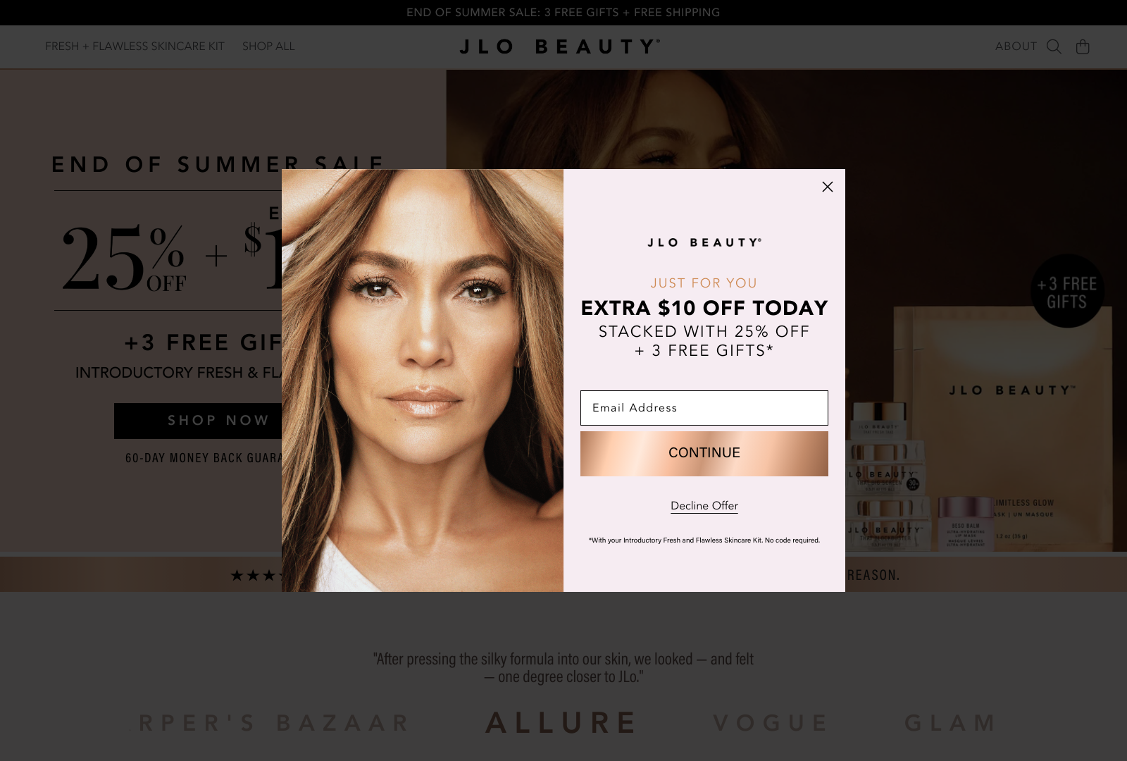 JLo Beauty Landing Page Example