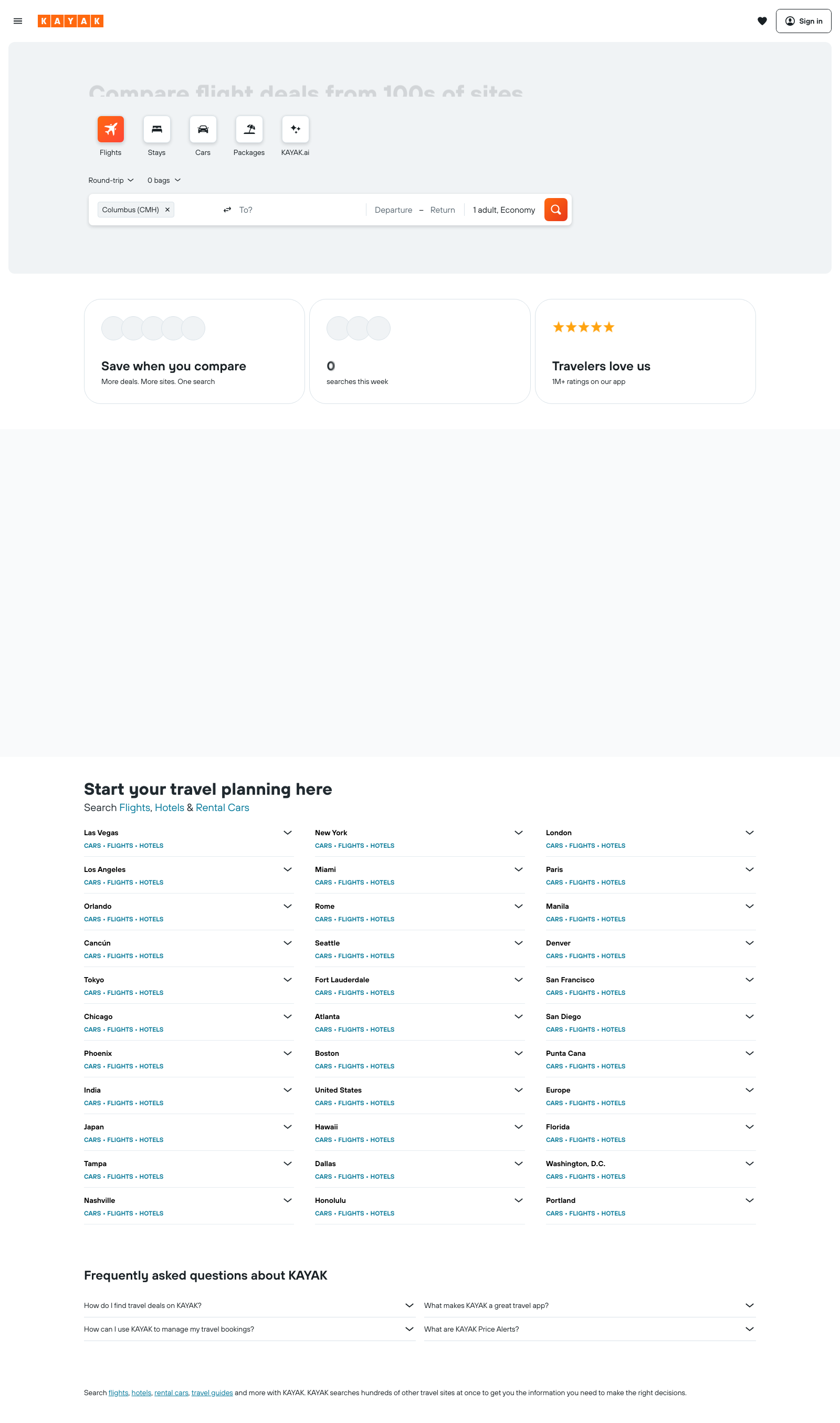 Kayak Landing Page Example