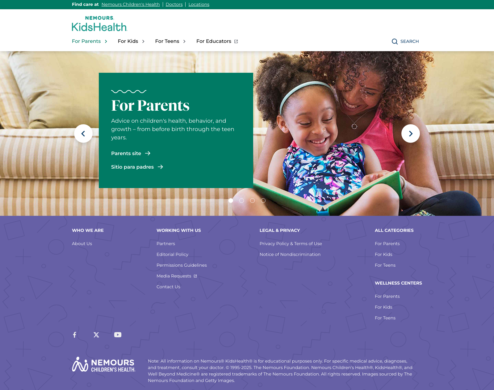 KidsHealth Landing Page Example