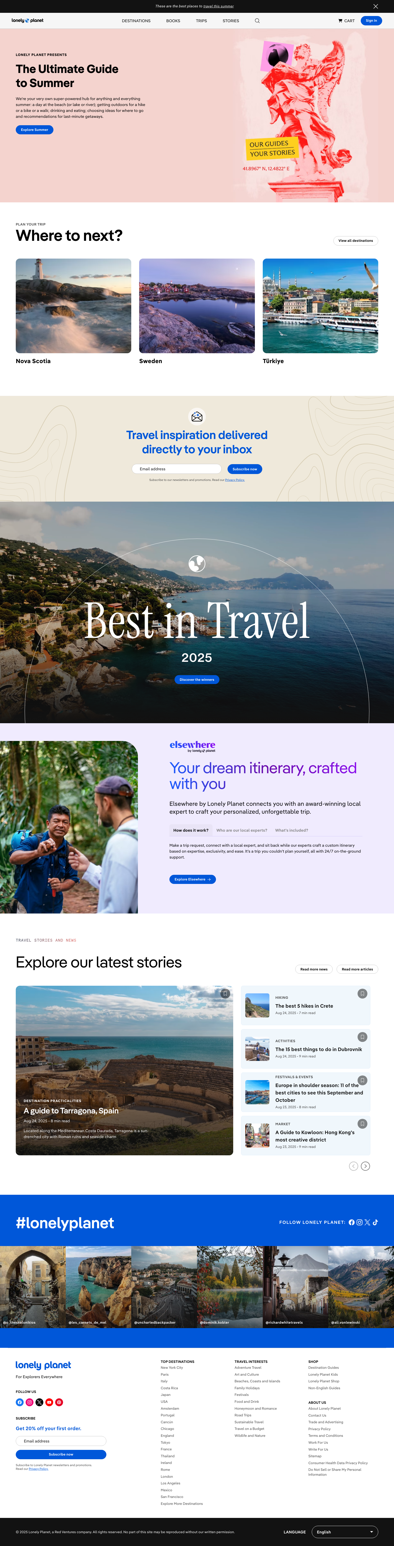 Lonely Planet Landing Page Example
