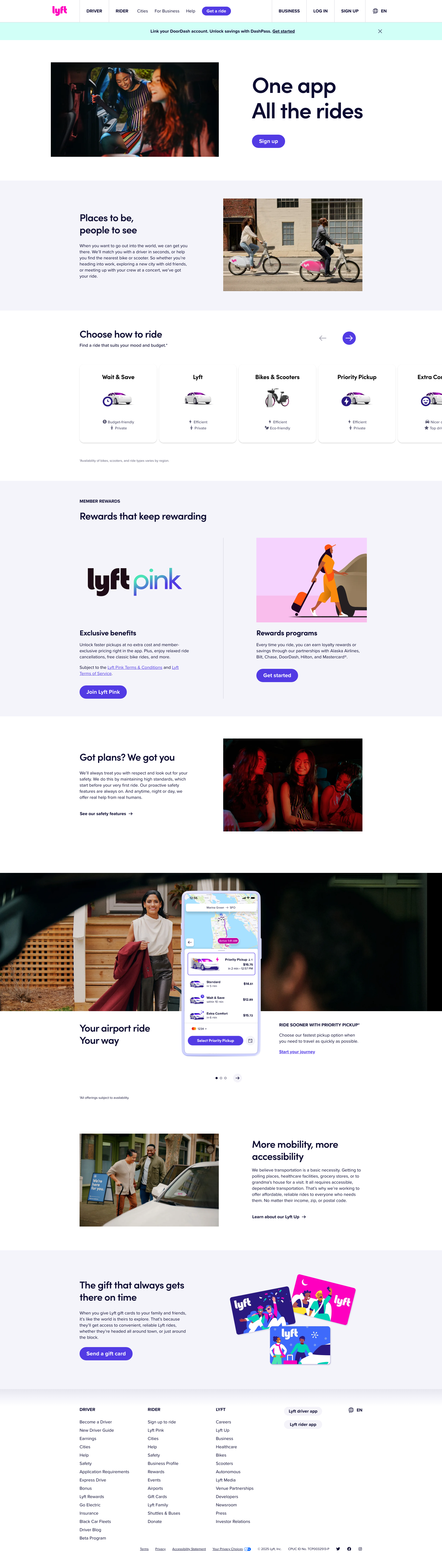 Lyft Landing Page Example