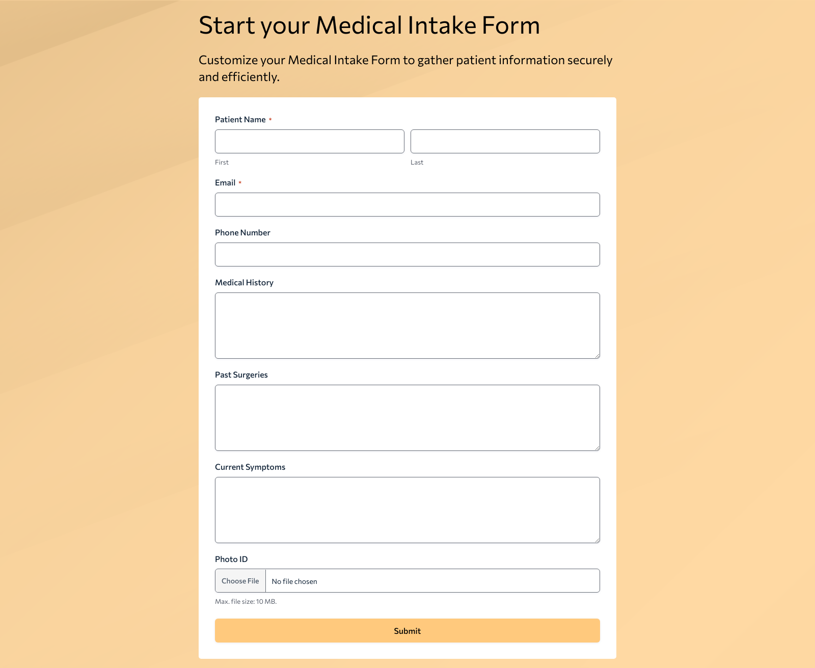 Medical Intake Form Template – Woorise