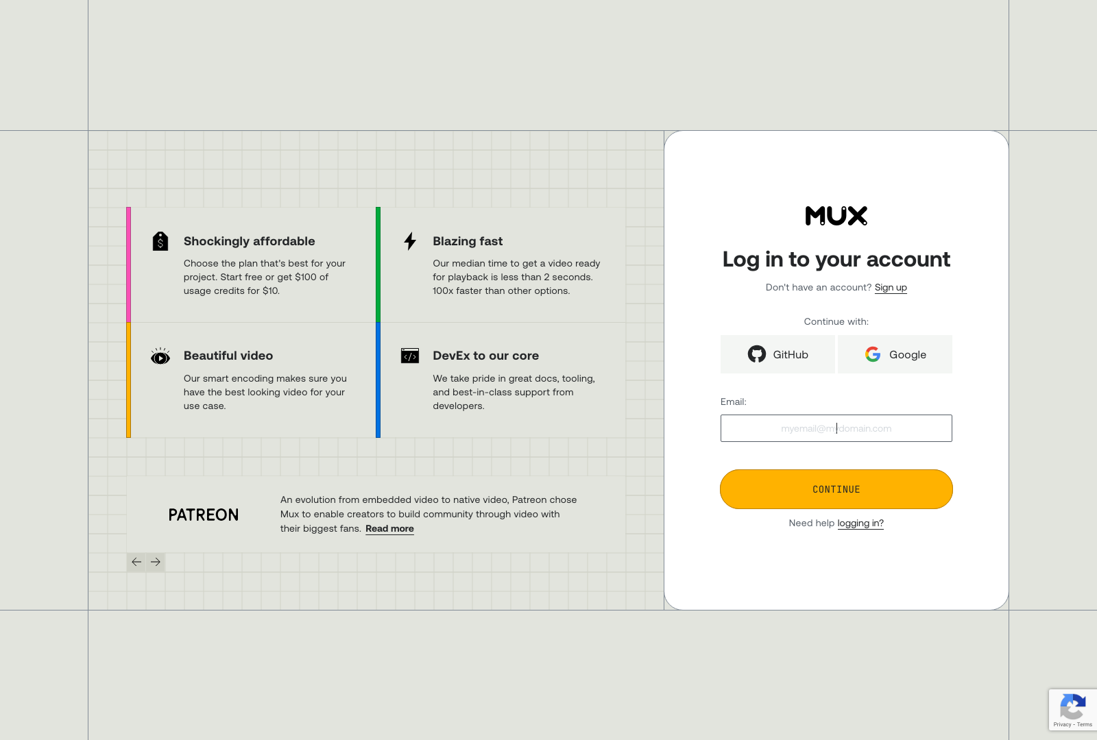 Mux Landing Page Example