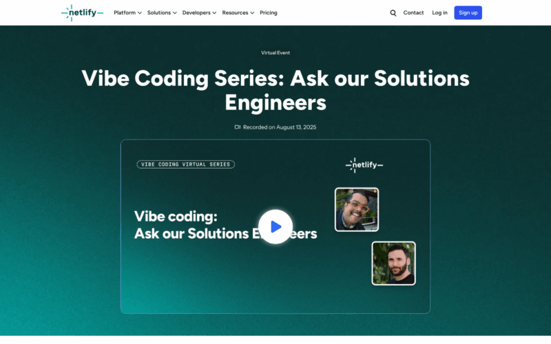 Netlify Webinar Landing Page Example