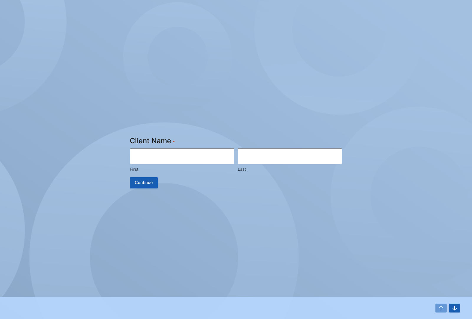 New Client Questionnaire Template with various fields and submit button for gathering client insights.