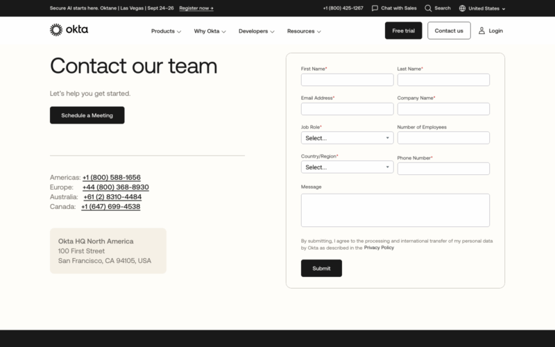 Okta Landing Page Example