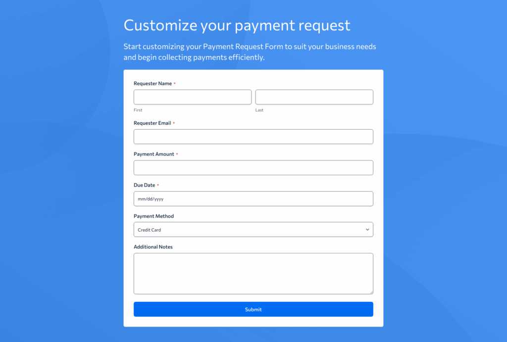 Payment Request Form Template – Woorise