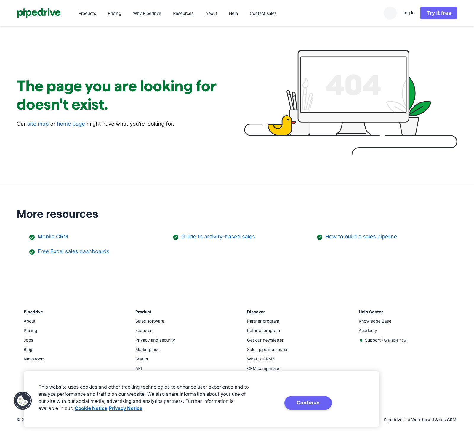 Pipedrive 404 Not Found Landing Page Example