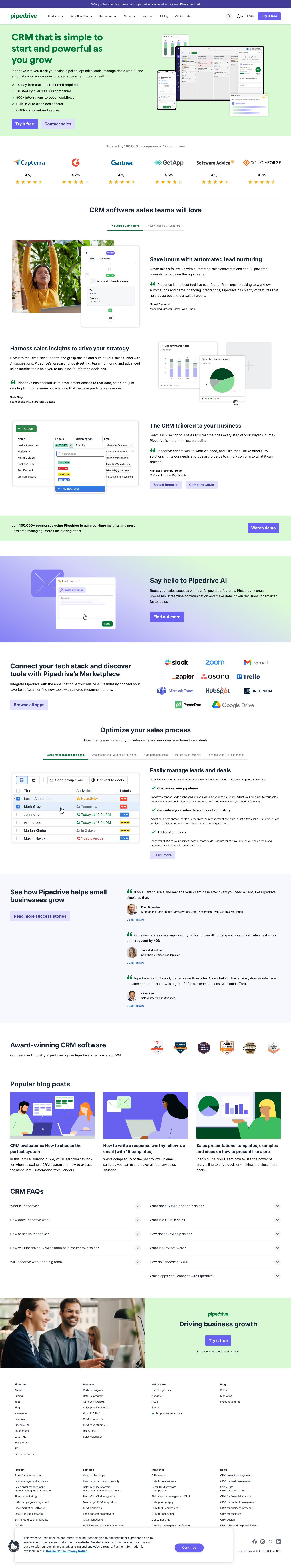 Pipedrive Landing Page Example