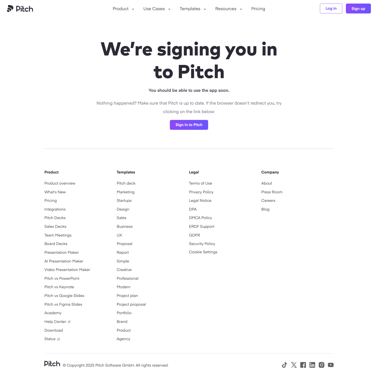 Pitch Landing Page Example