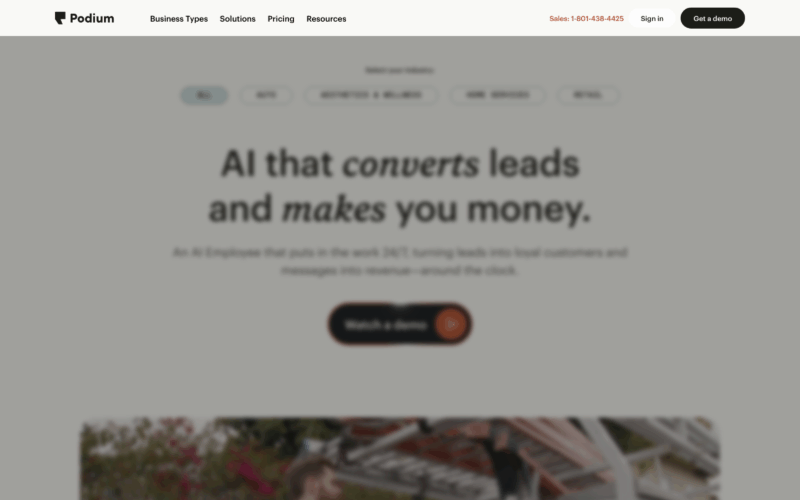 Podium Landing Page Example