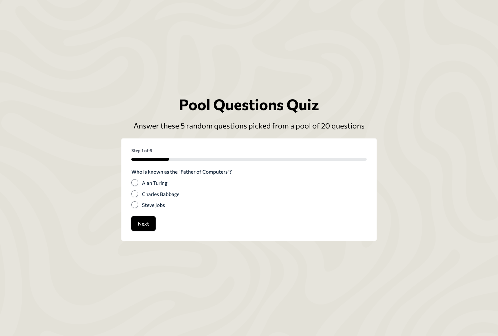 Pool Questions Quiz Template – Woorise