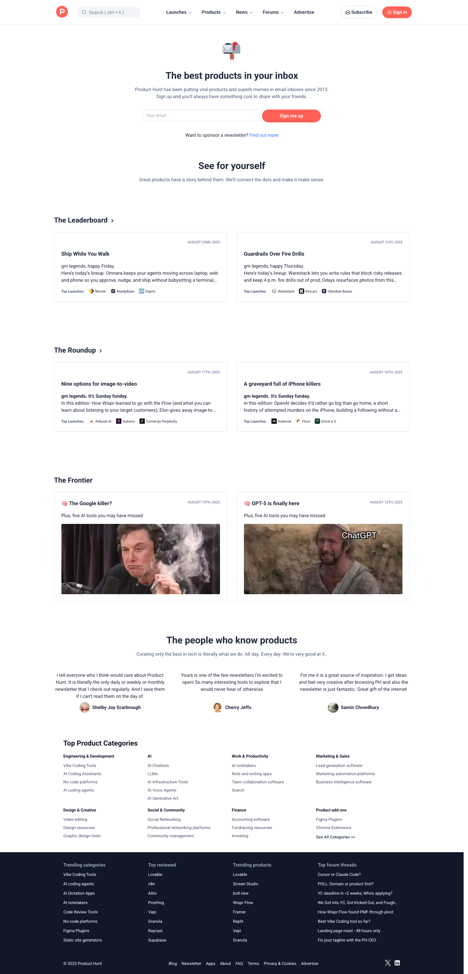 Product Hunt Landing Page Example