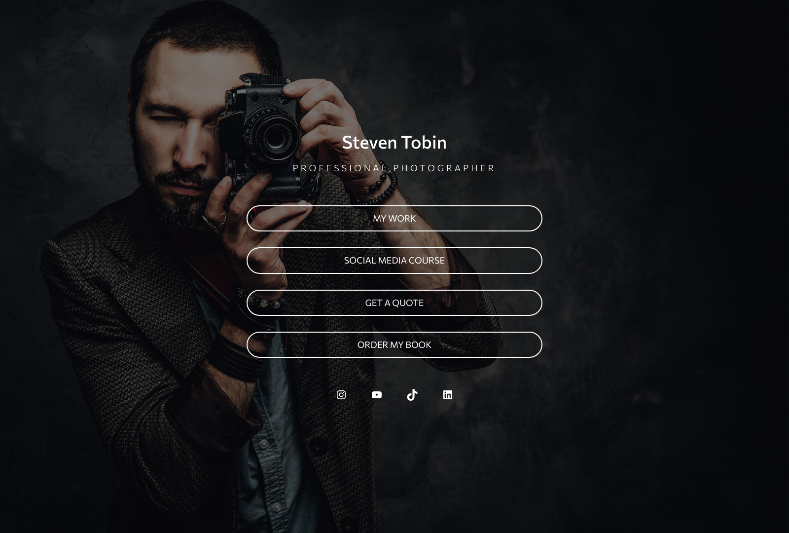 Screenshot of Professional Bio Link Template with customizable fields and buttons for sharing work.