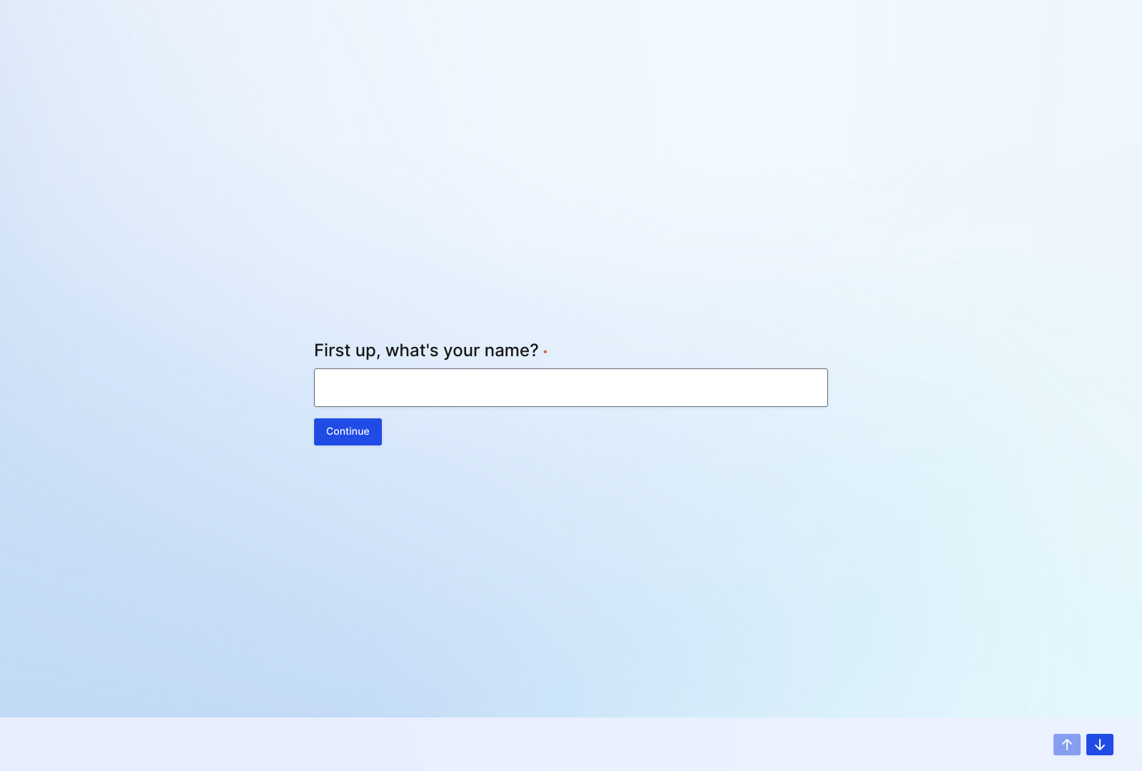 Quick Start Conversational Form Template with fields, buttons, and user-friendly layout.