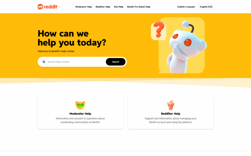 reddit contact landing page example