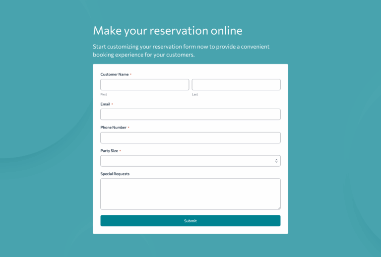Reservation Form Template – Woorise