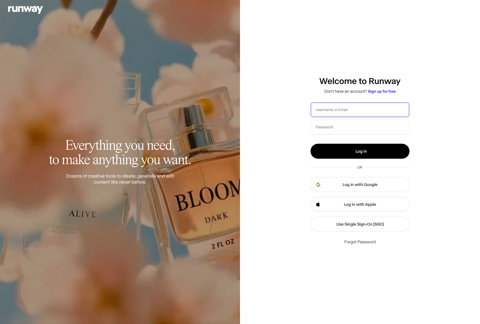 RunwayML Landing Page Example