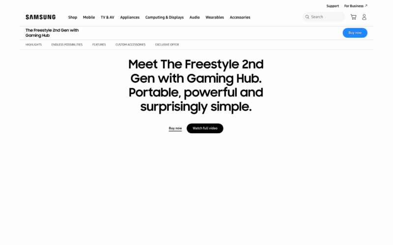 Samsung Landing Page Example