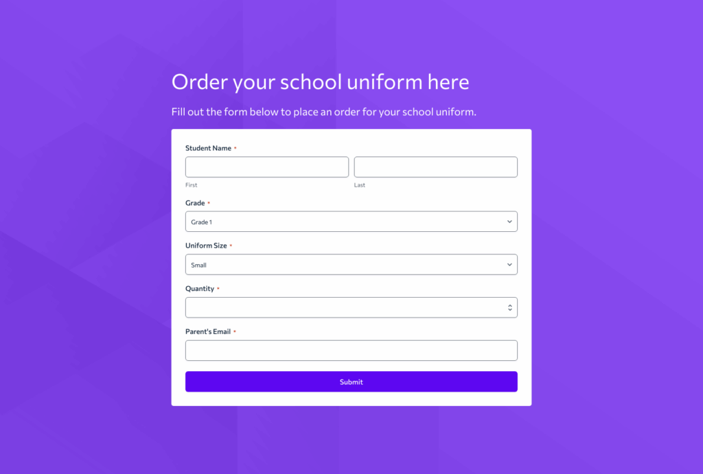 School Uniform Order Form Template – Woorise