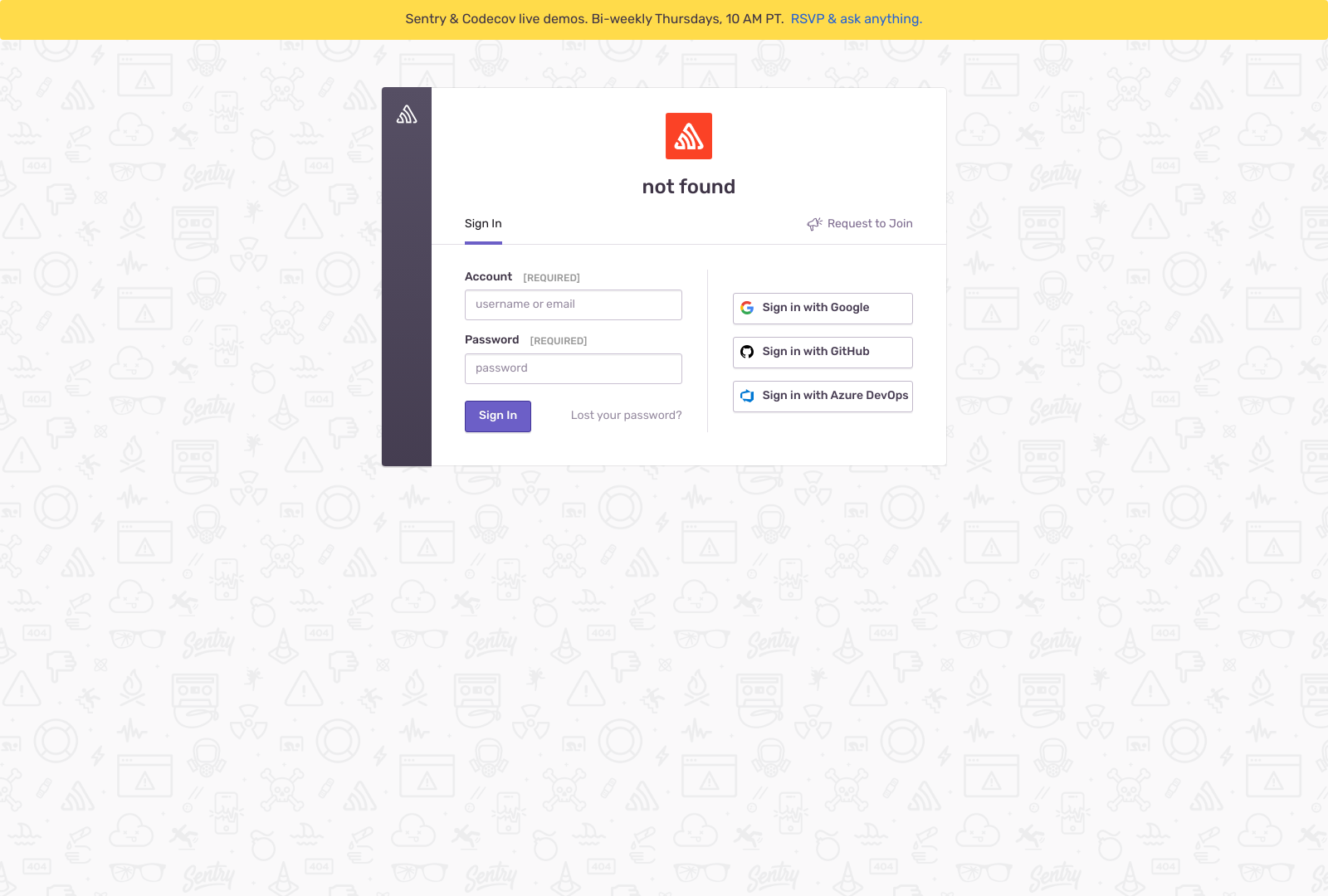 Sentry 404 Not Found Landing Page Example