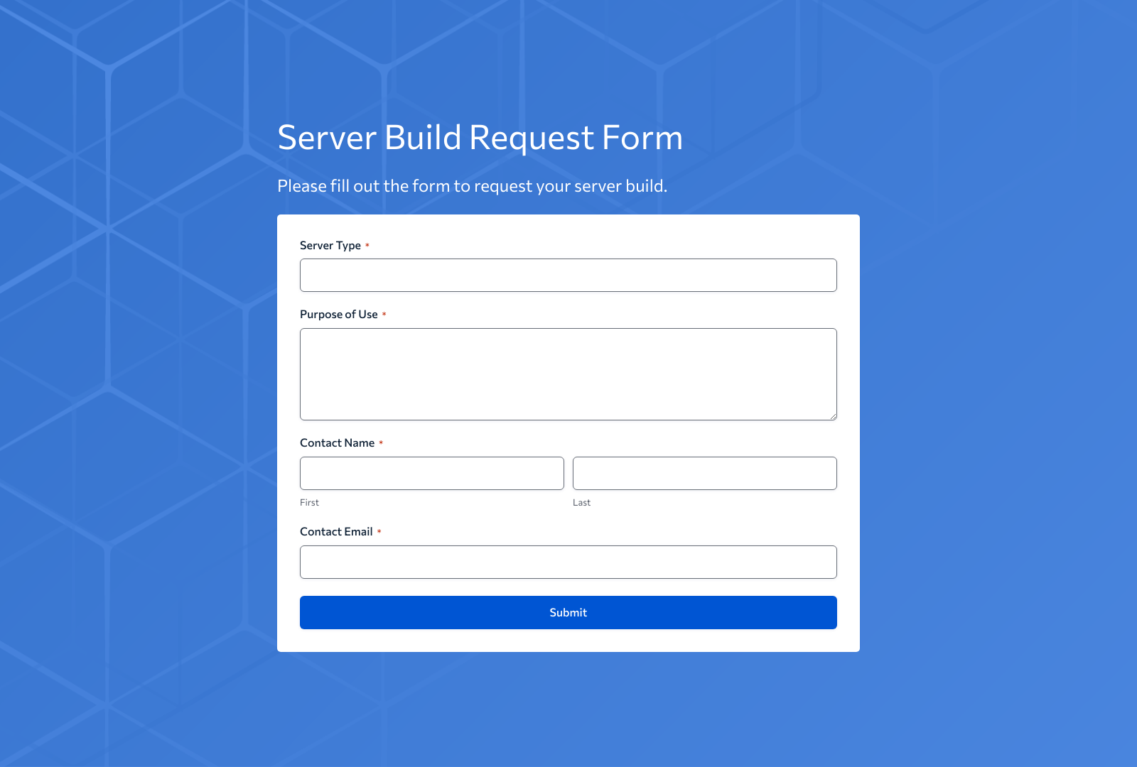 Server Build Request Form Template – Woorise