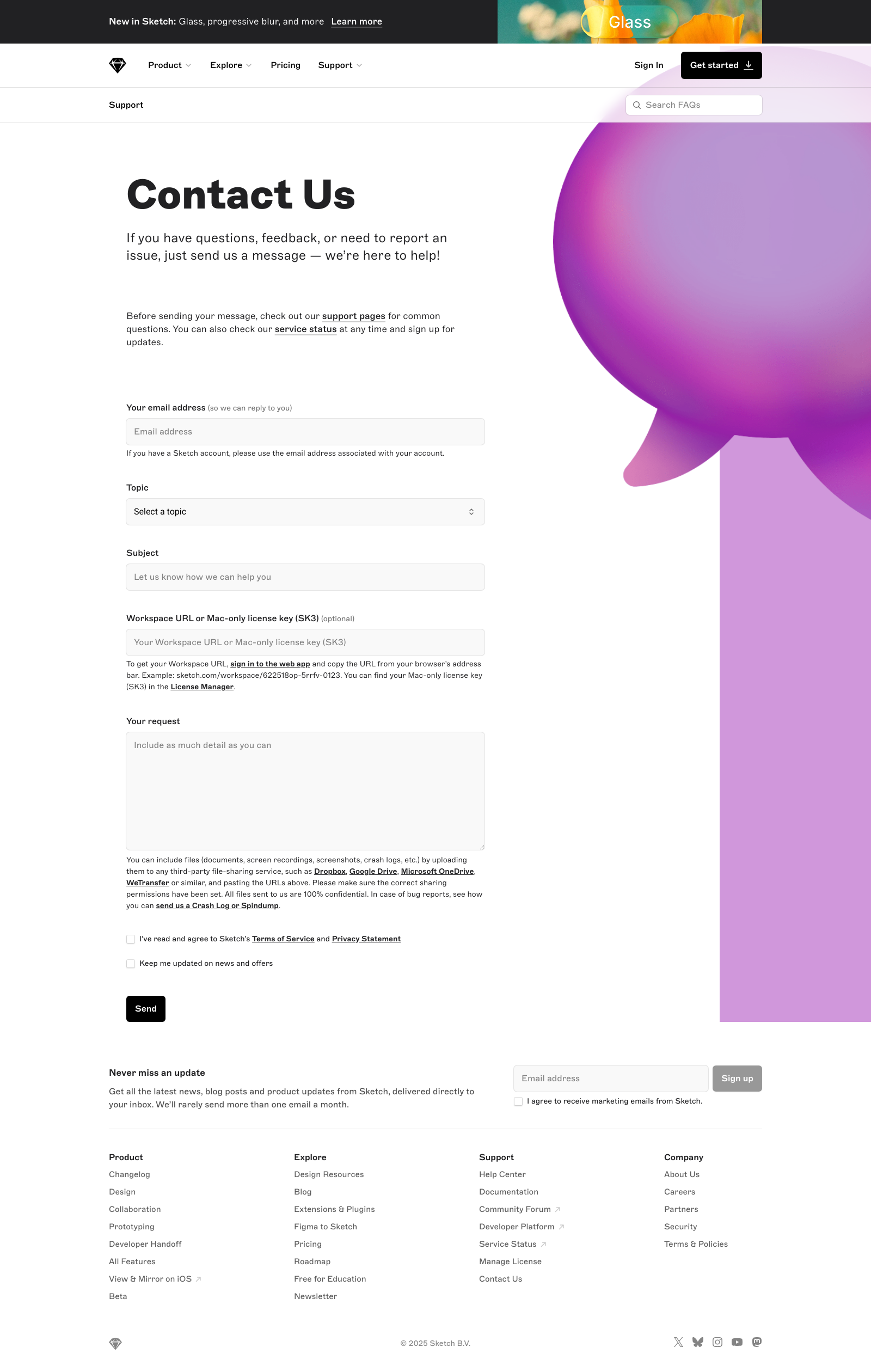 Sketch contact Landing Page Example – Woorise