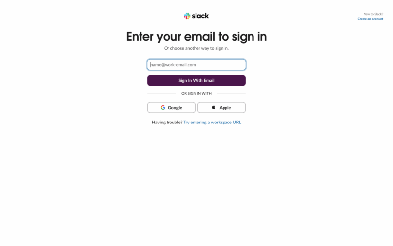 Slack Login Landing Page Example – Woorise