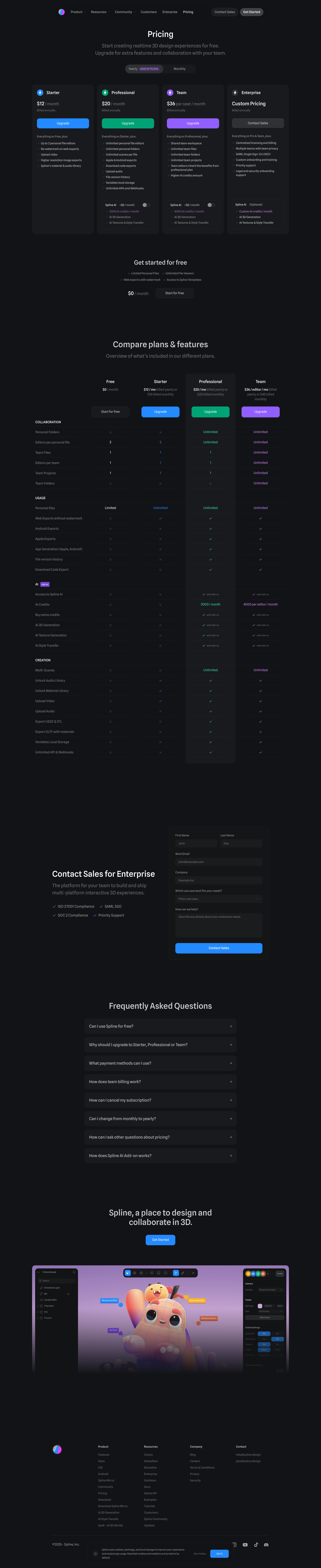 Spline Pricing Landing Page Example