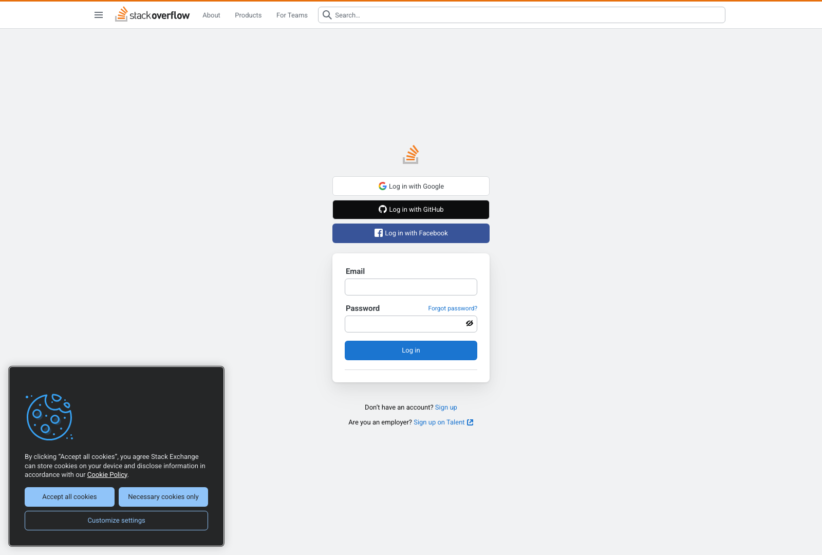 Stack Overflow Landing Page Example