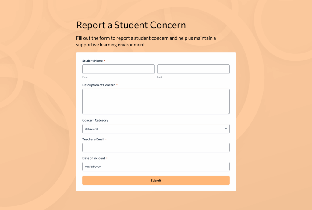 Concern Form Student Of Concern Form Template – Woorise
