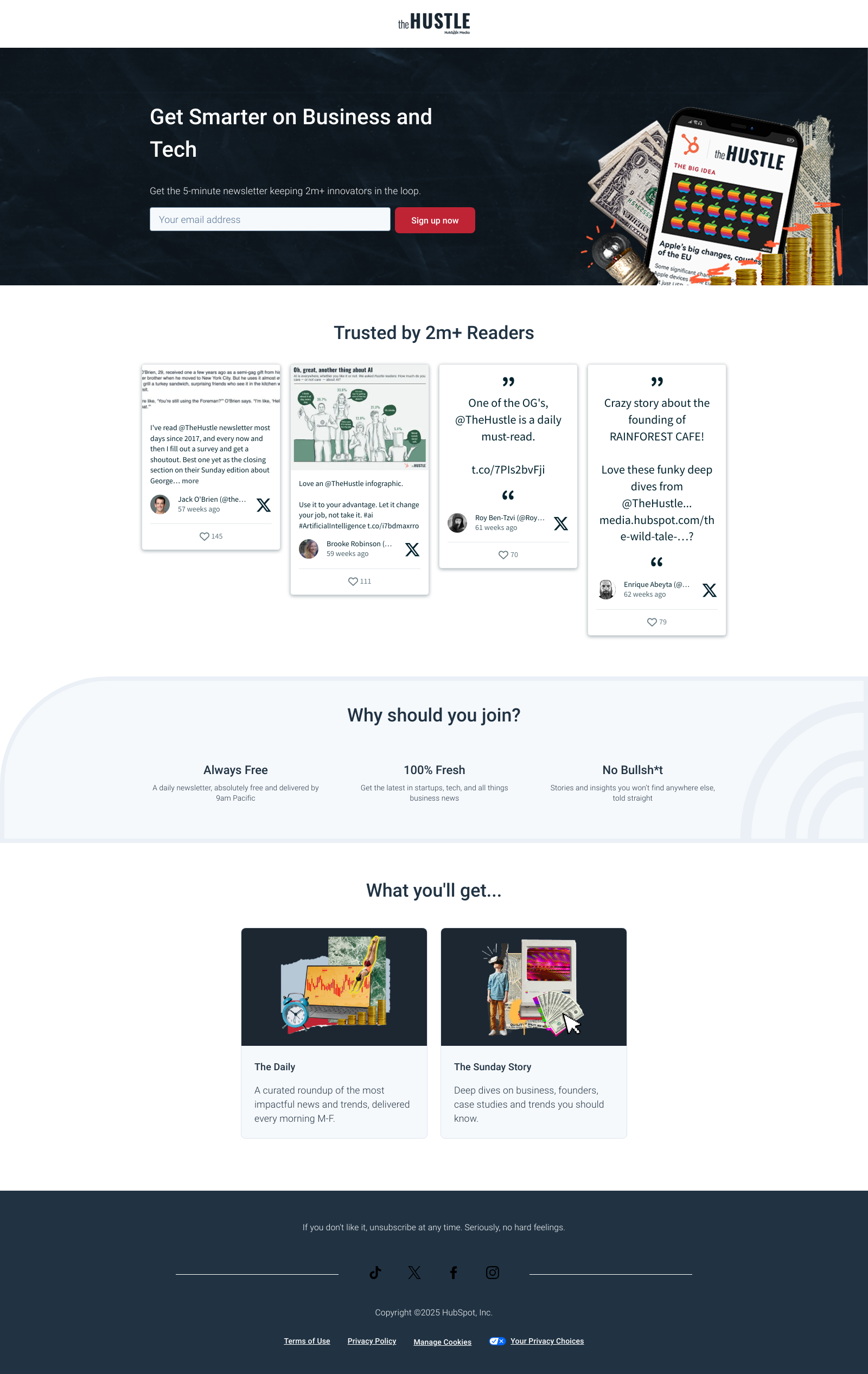 The Hustle Landing Page Example