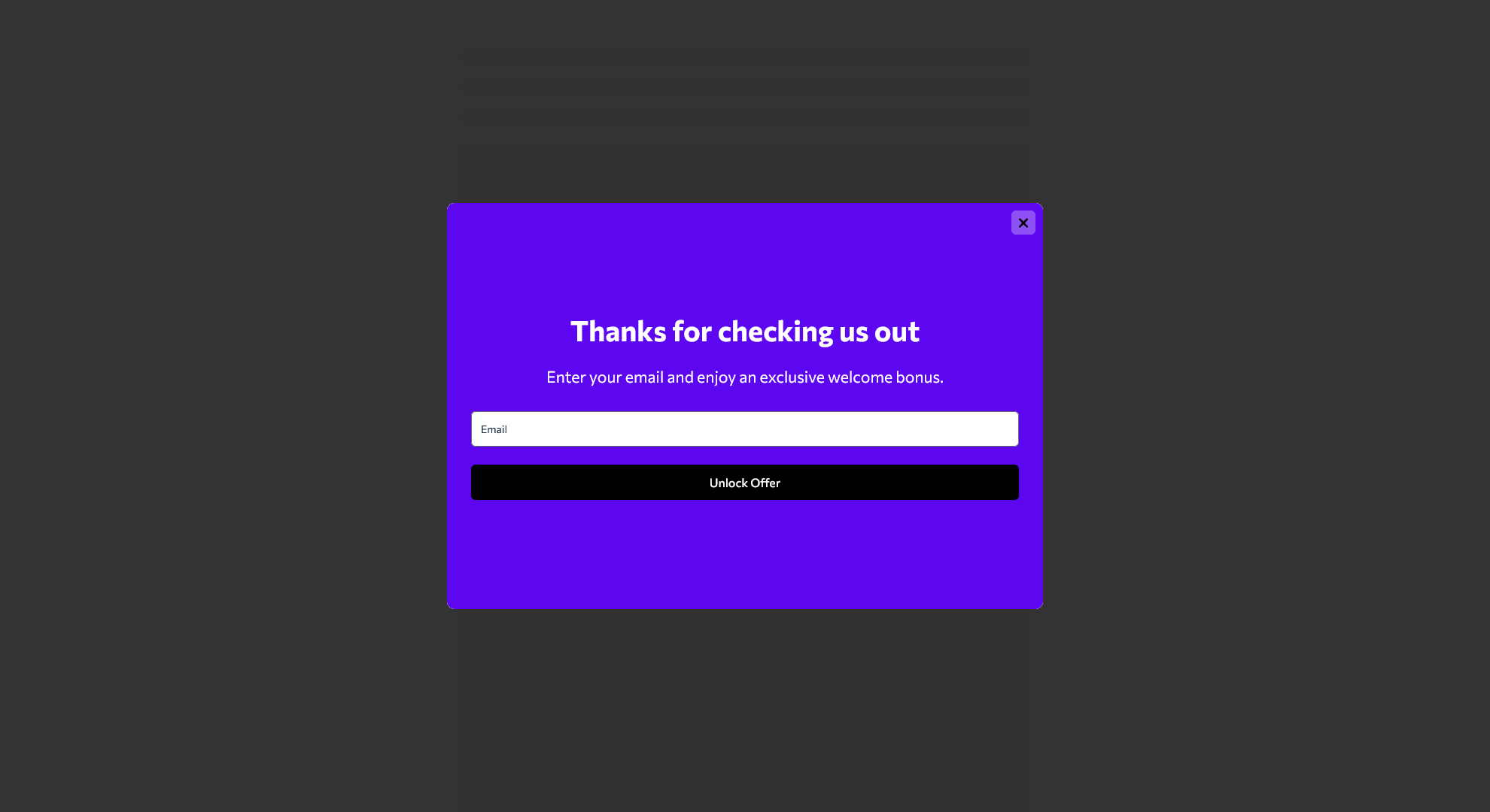 Time-Delay Popup Template showing a timed message field, submit button, and clean layout.