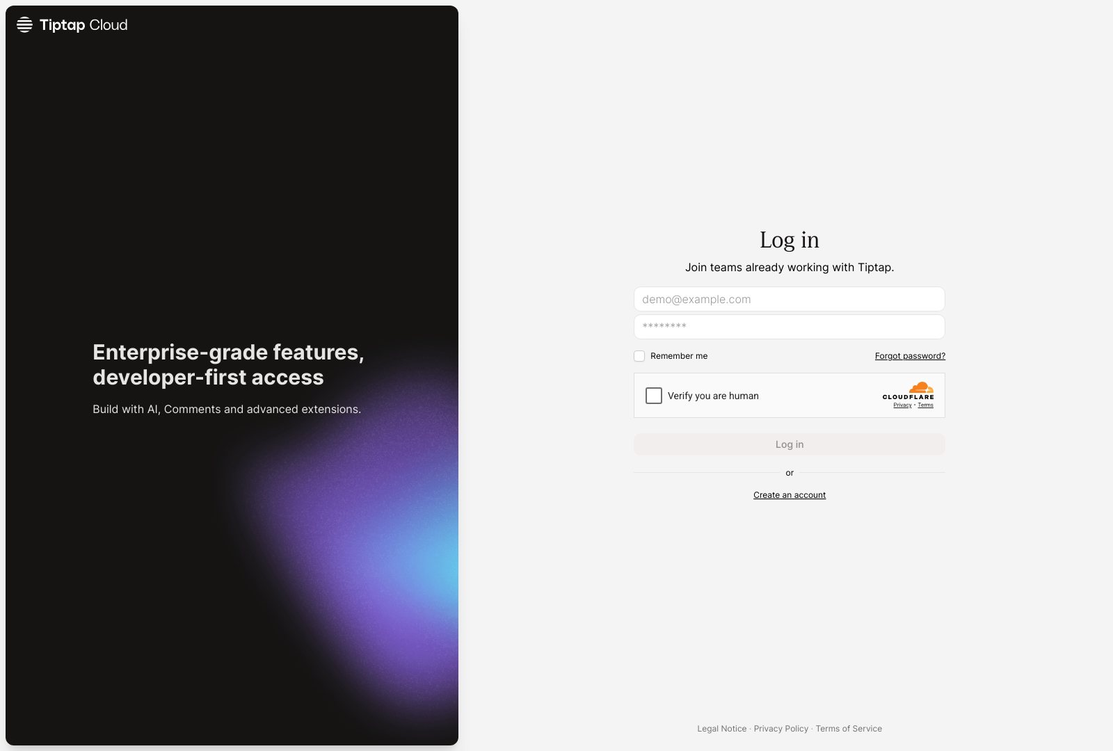 Tiptap Cloud Landing Page Example