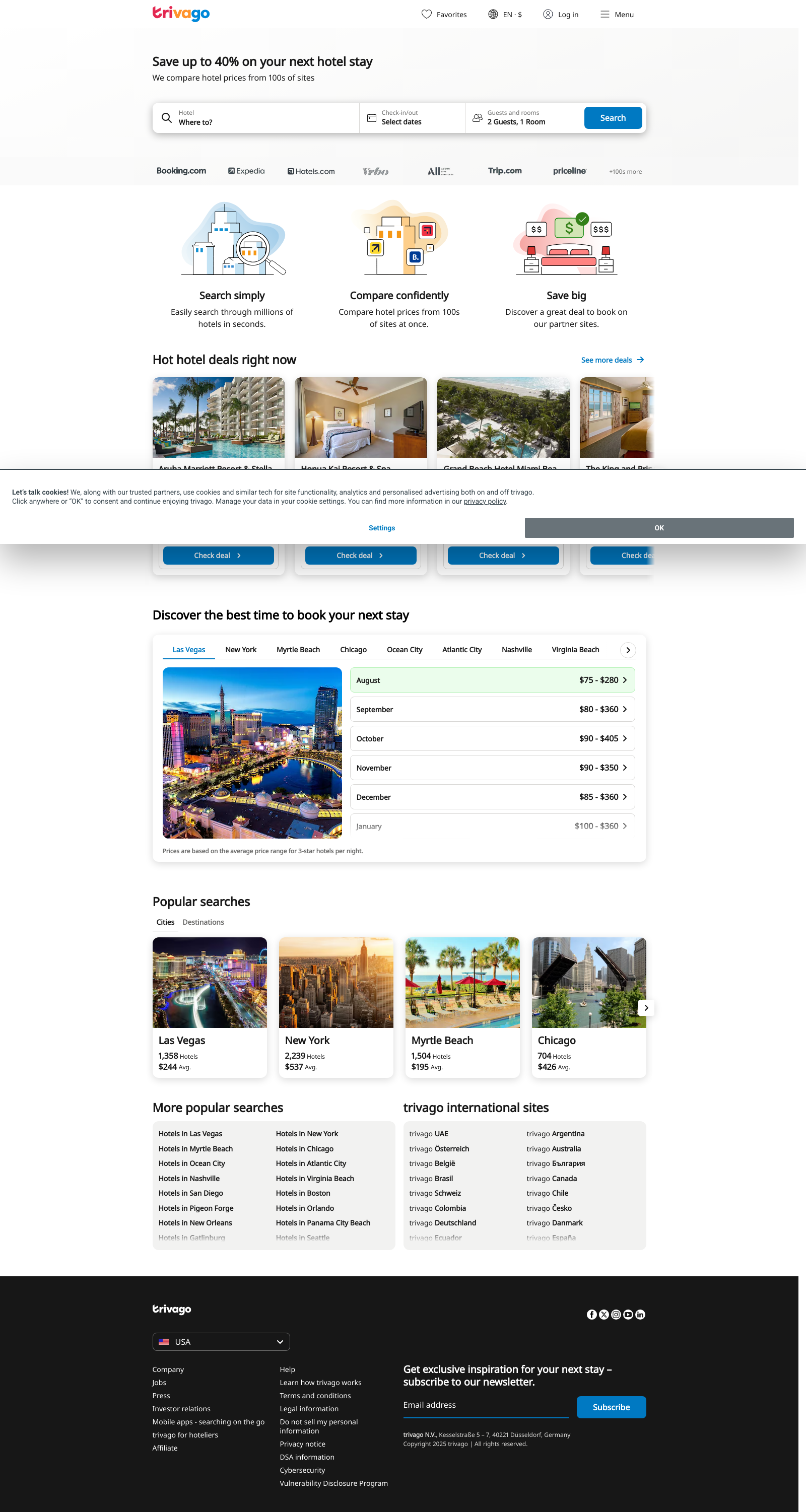 Trivago Landing Page Example