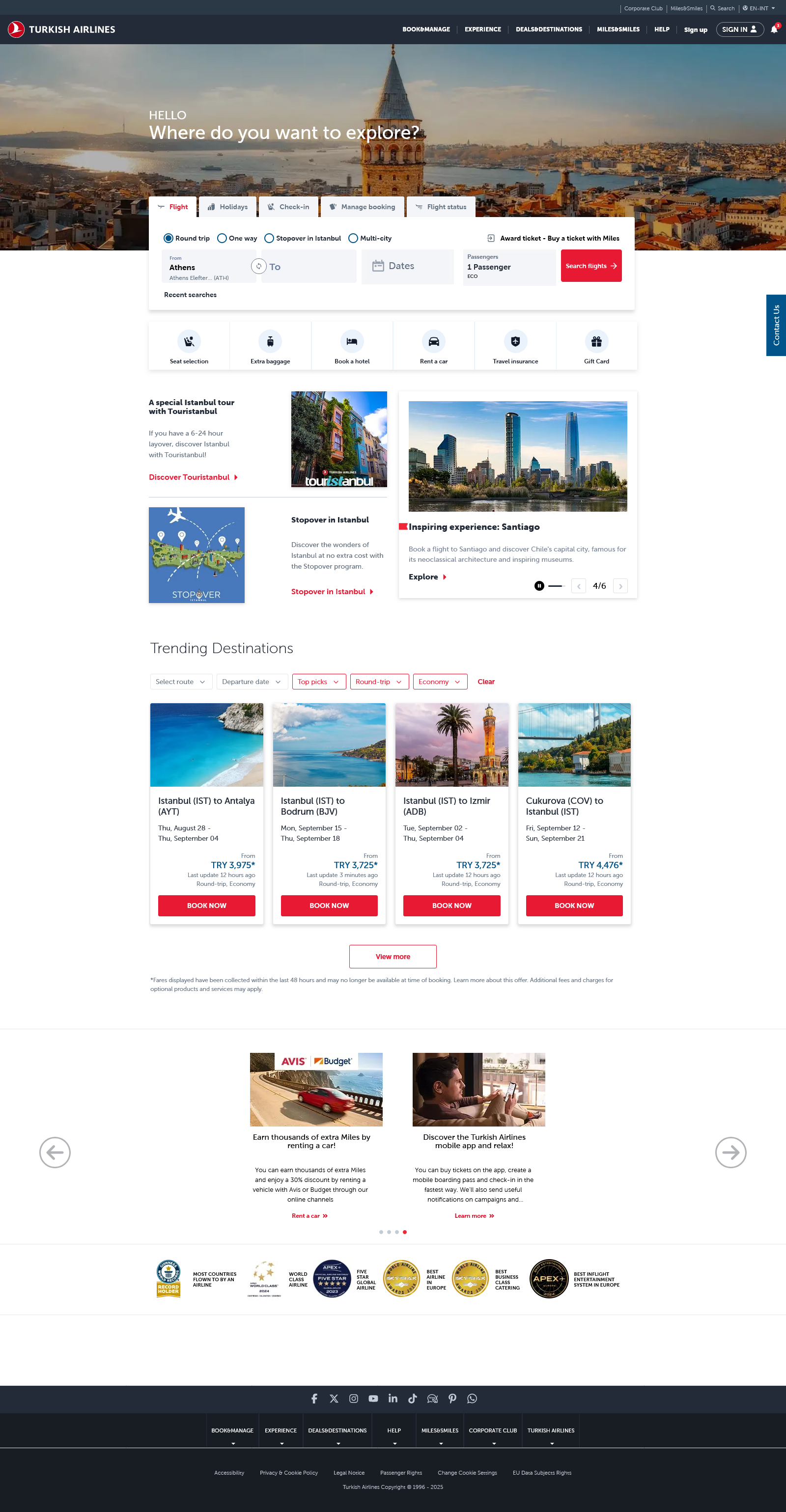 turkish airlines landing page example