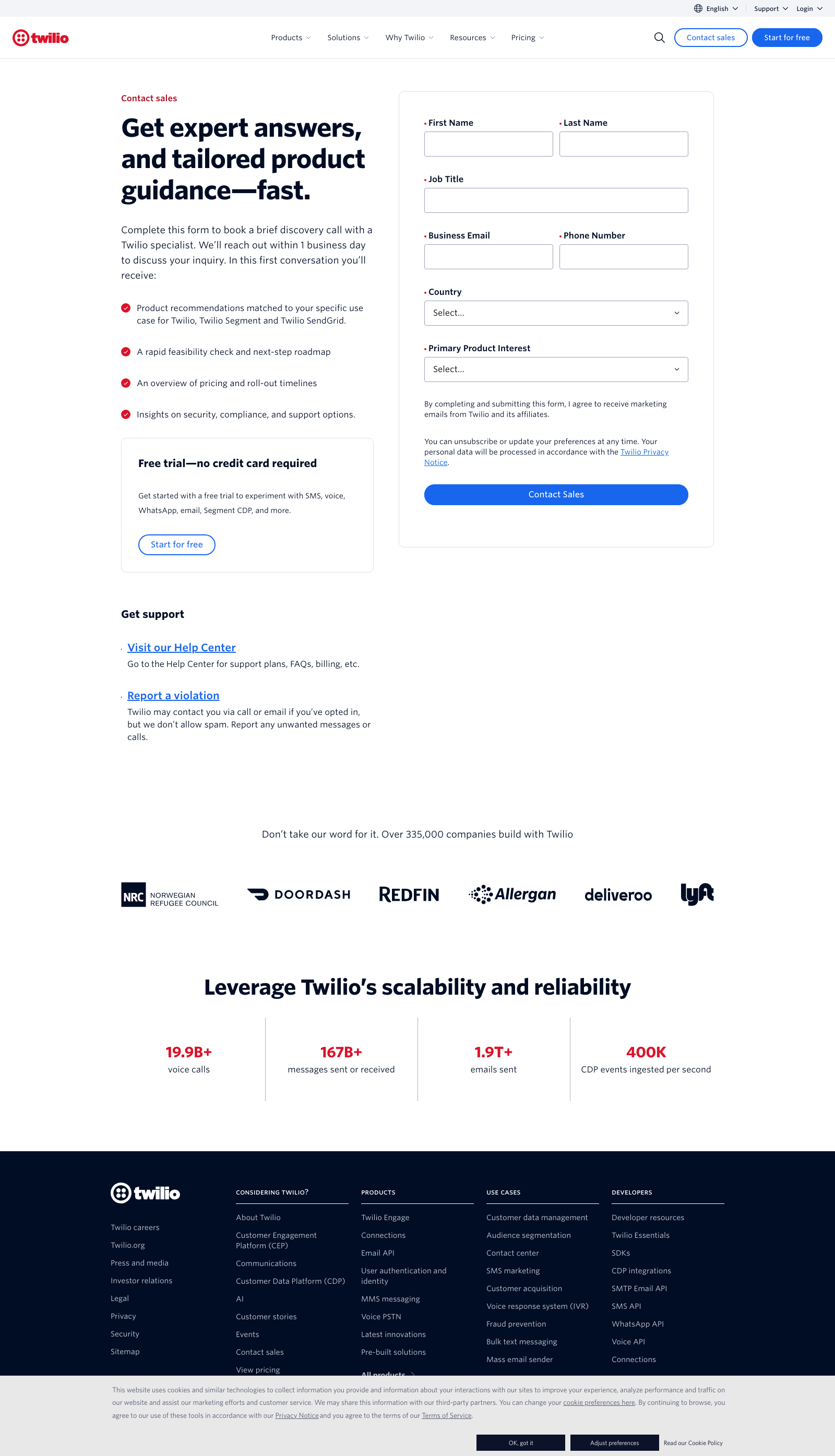 Twilio Landing Page Example