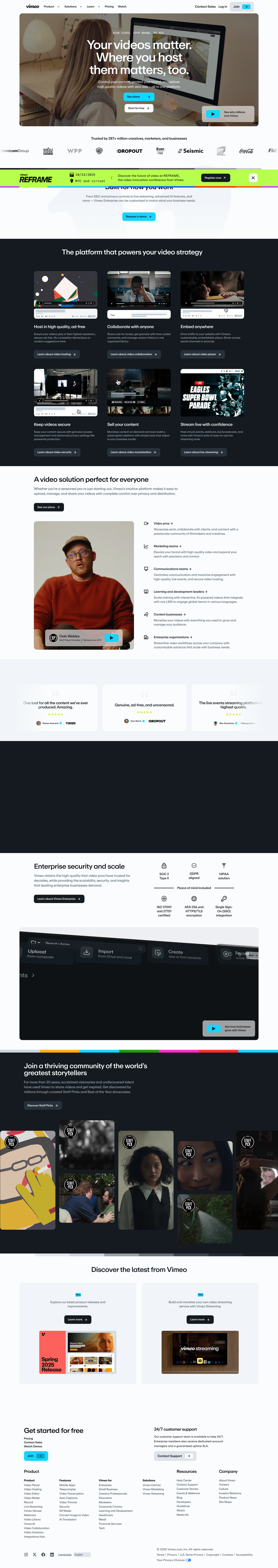 Vimeo Landing Page Example