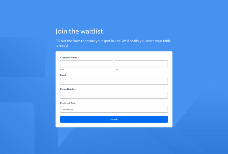 Waitlist Form Template – Woorise