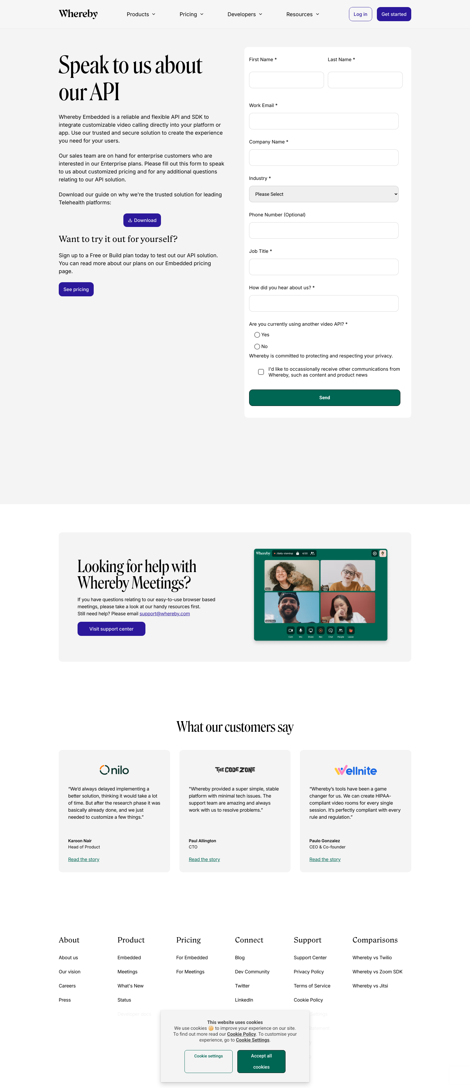 Whereby contact Landing Page Example