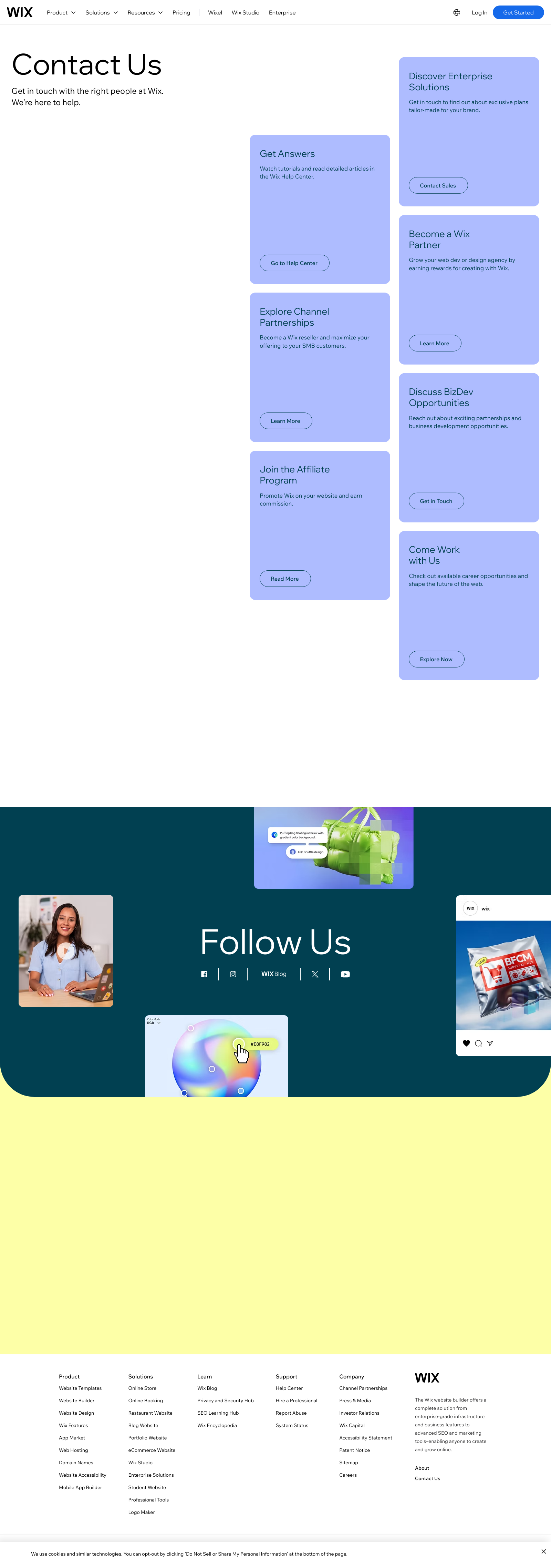 Wix contact Landing Page Example
