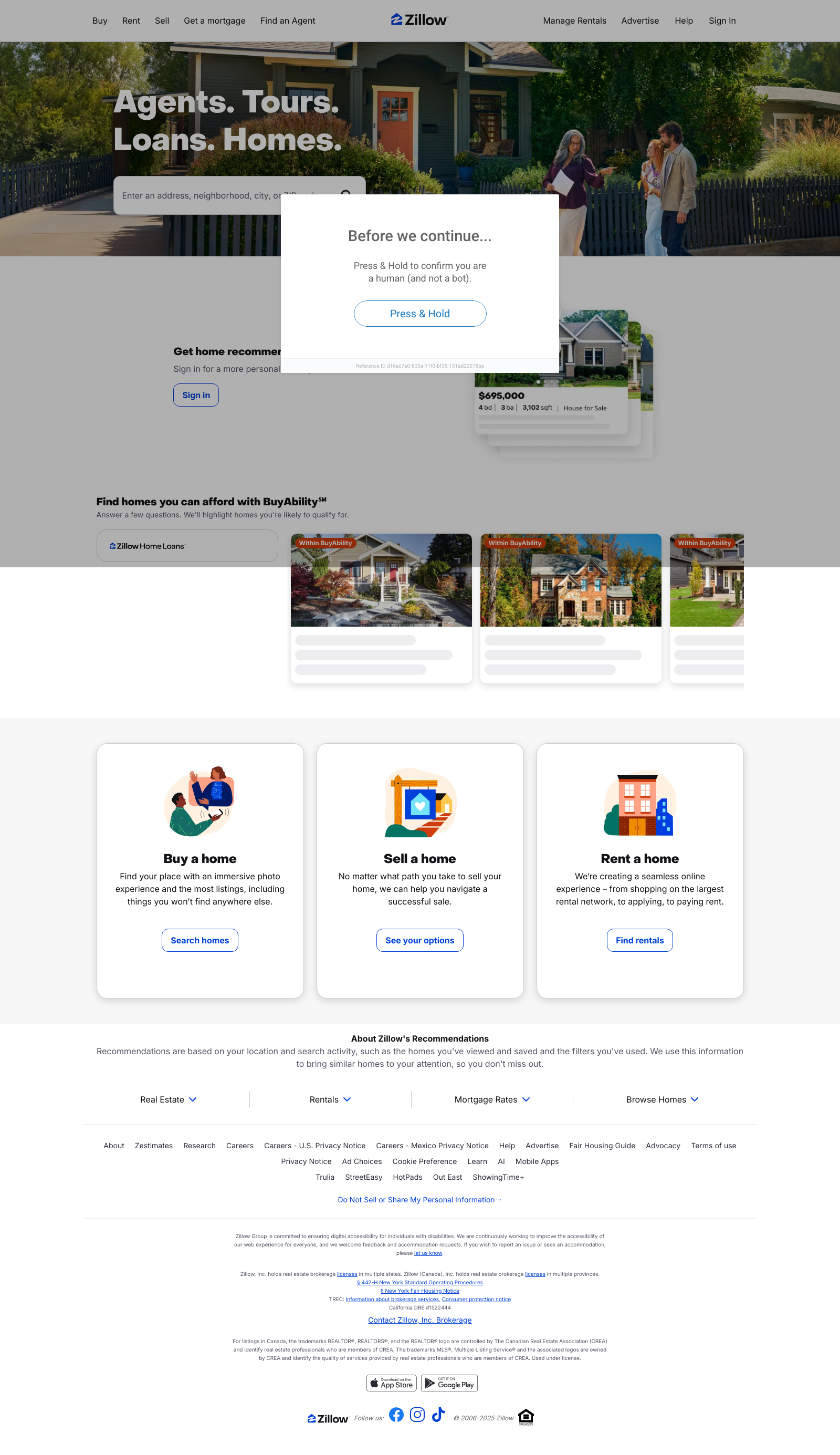 Zillow Landing Page Example